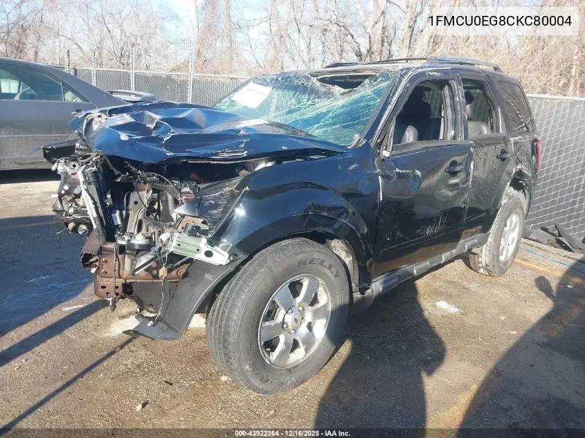 1FMCU0EG8CKC80004 2012 Ford Escape Limited