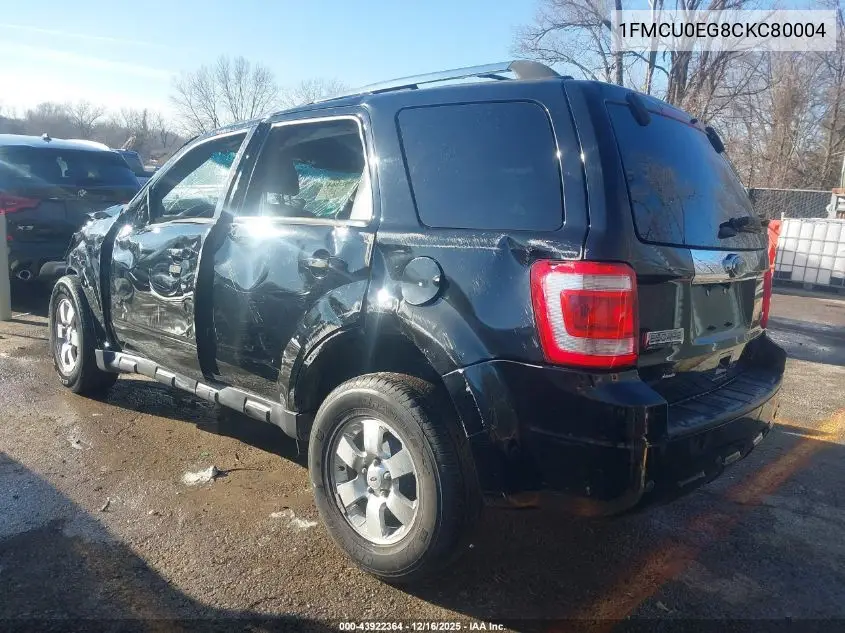 1FMCU0EG8CKC80004 2012 Ford Escape Limited