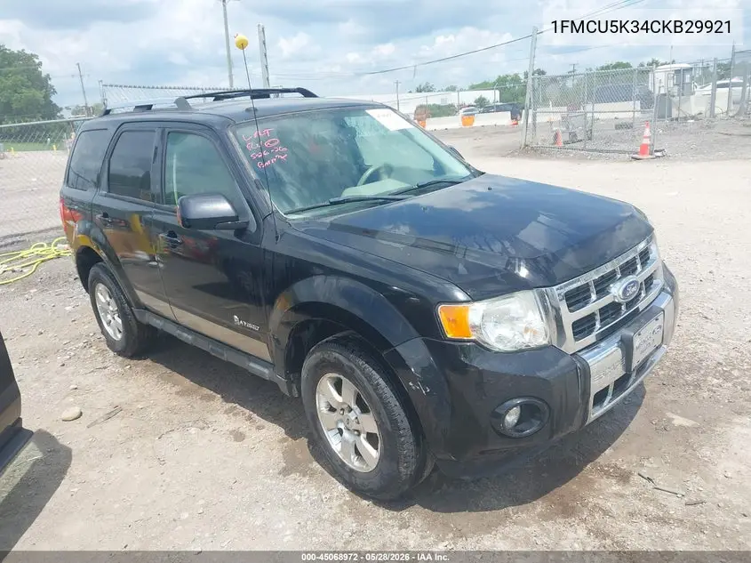 1FMCU5K34CKB29921 2012 Ford Escape Hybrid Limited