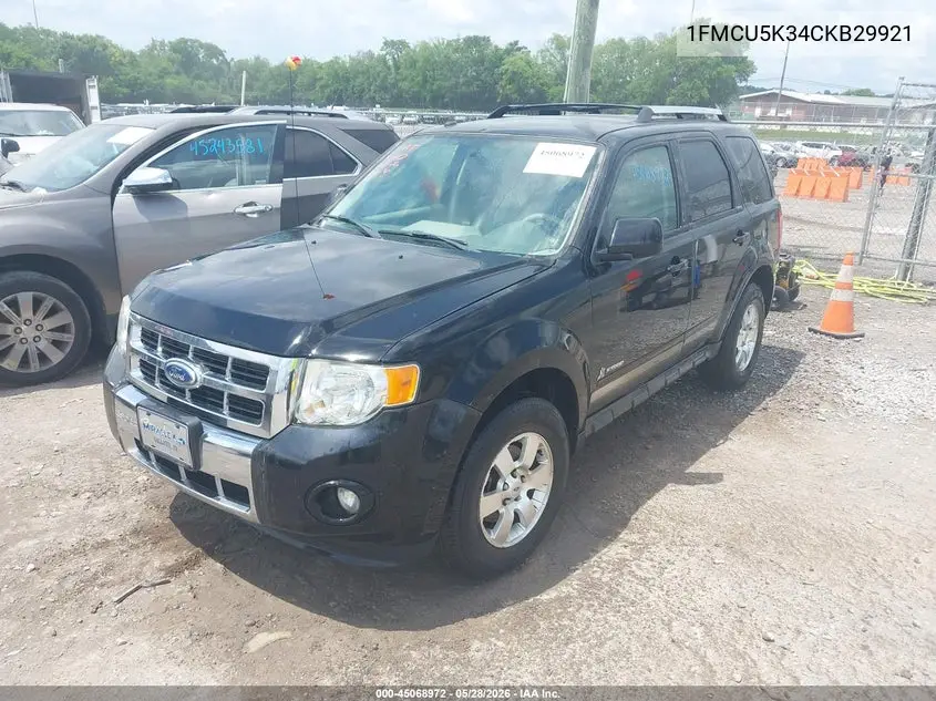 1FMCU5K34CKB29921 2012 Ford Escape Hybrid Limited