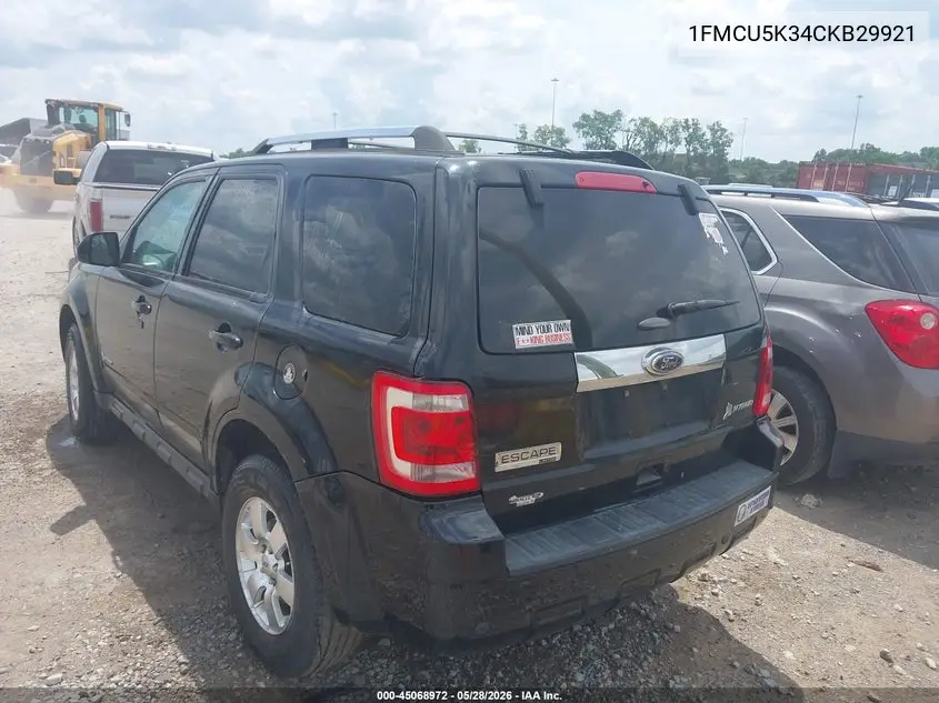 1FMCU5K34CKB29921 2012 Ford Escape Hybrid Limited