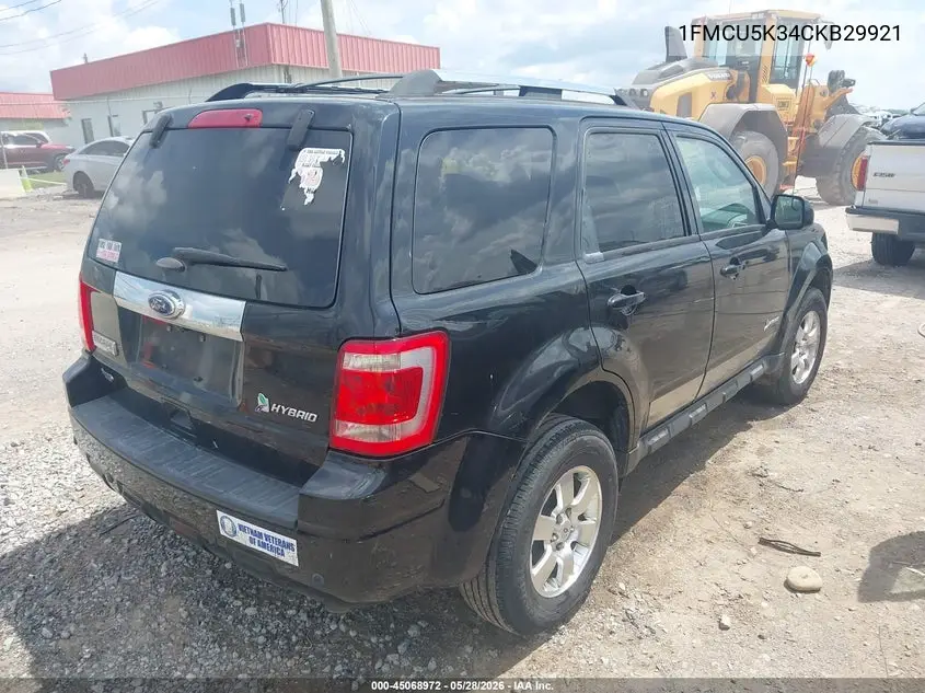1FMCU5K34CKB29921 2012 Ford Escape Hybrid Limited