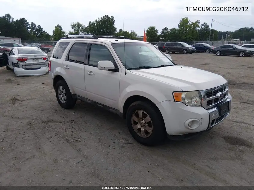 2012 Ford Escape Limited VIN: 1FMCU9EG2CKC46712 Lot: 45682567