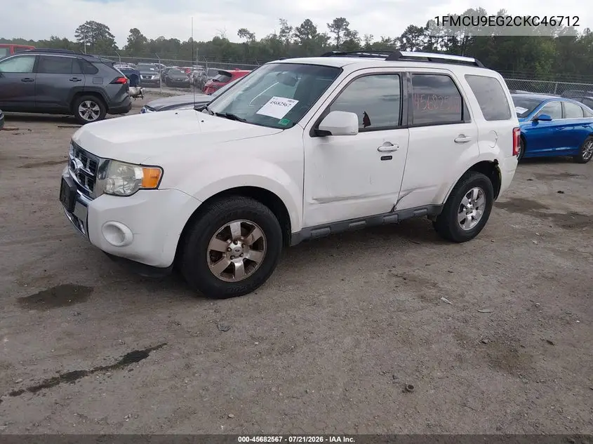 2012 Ford Escape Limited VIN: 1FMCU9EG2CKC46712 Lot: 45682567