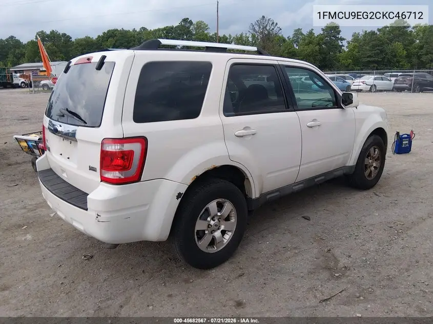 2012 Ford Escape Limited VIN: 1FMCU9EG2CKC46712 Lot: 45682567