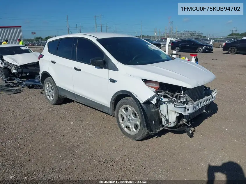 2019 Ford Escape S VIN: 1FMCU0F75KUB94702 Lot: 45334014