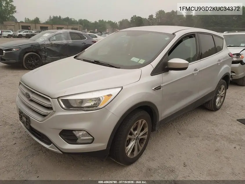 2019 Ford Escape Se VIN: 1FMCU9GD2KUC34372 Lot: 45626790