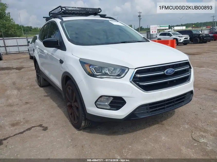 2019 Ford Escape Se VIN: 1FMCU0GD2KUB00893 Lot: 45647371