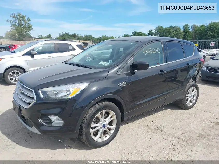 2019 Ford Escape Se VIN: 1FMCU9GD4KUB43653 Lot: 45658642