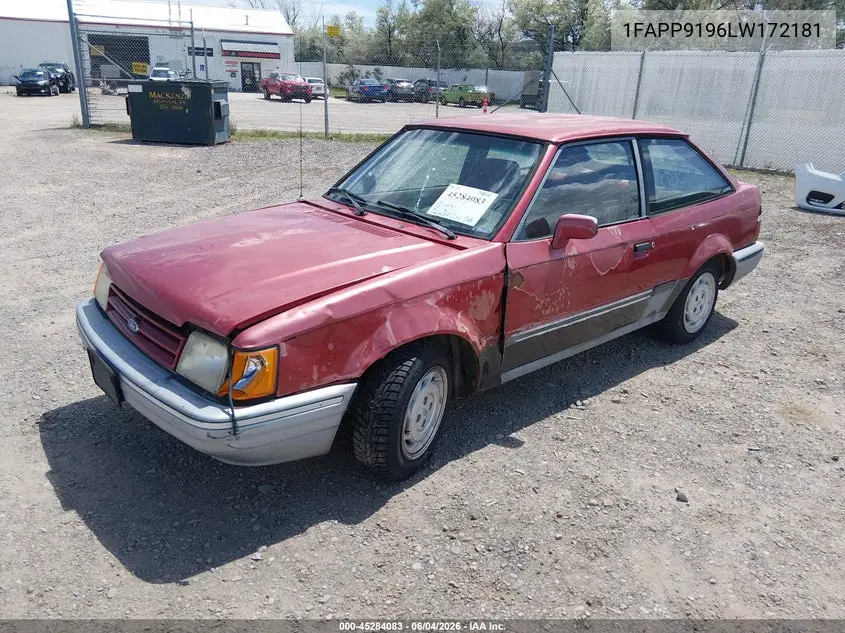 1990 Ford Escort Lx VIN: 1FAPP9196LW172181 Lot: 45284083