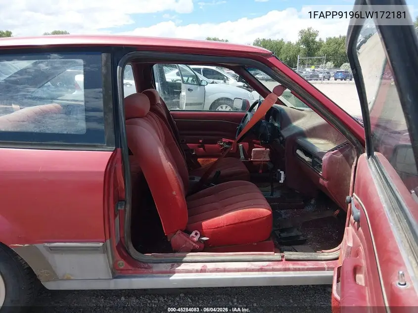 1990 Ford Escort Lx VIN: 1FAPP9196LW172181 Lot: 45284083