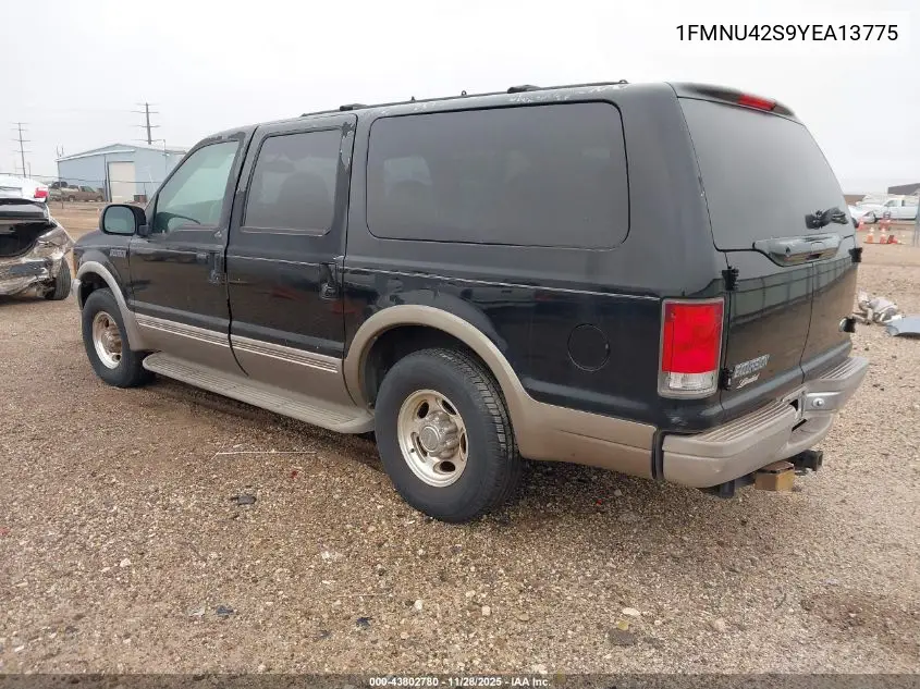 2000 Ford Excursion Limited VIN: 1FMNU42S9YEA13775 Lot: 43802780
