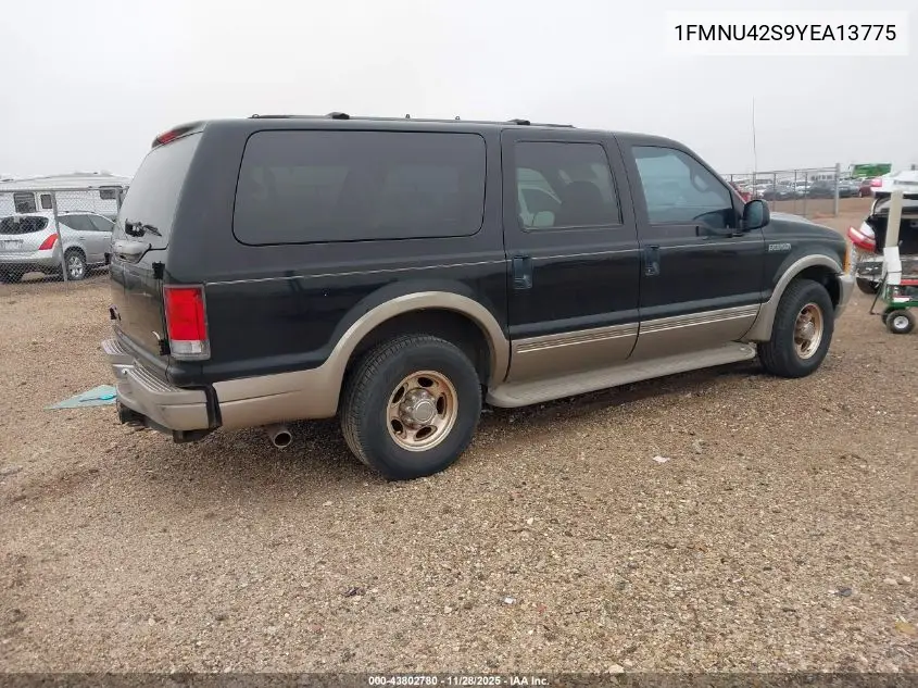 2000 Ford Excursion Limited VIN: 1FMNU42S9YEA13775 Lot: 43802780