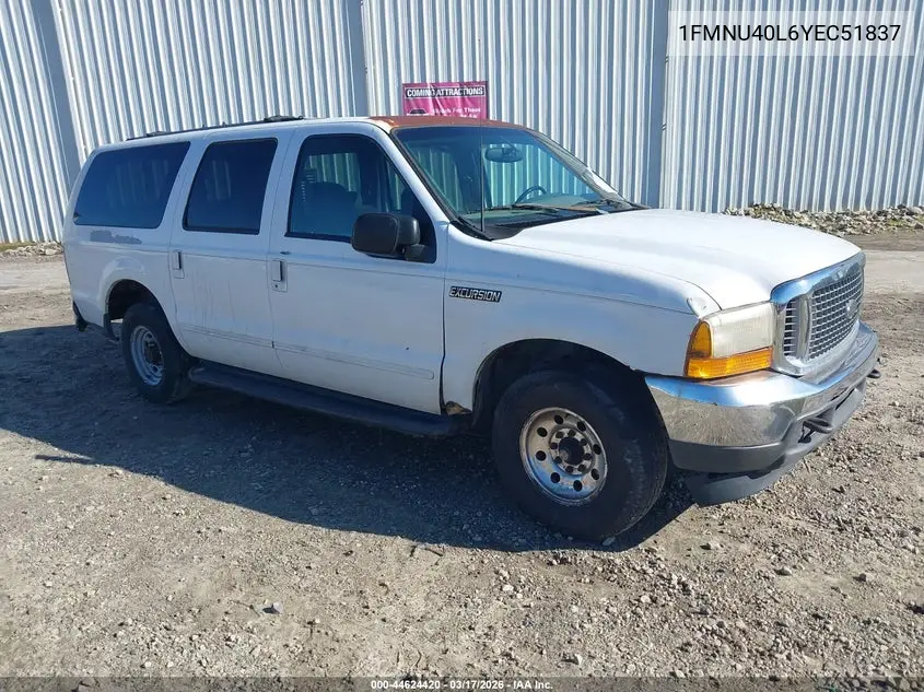 2000 Ford Excursion Xlt VIN: 1FMNU40L6YEC51837 Lot: 44624420