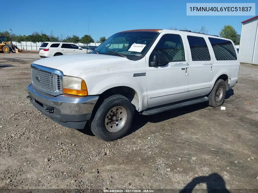 2000 Ford Excursion Xlt VIN: 1FMNU40L6YEC51837 Lot: 44624420