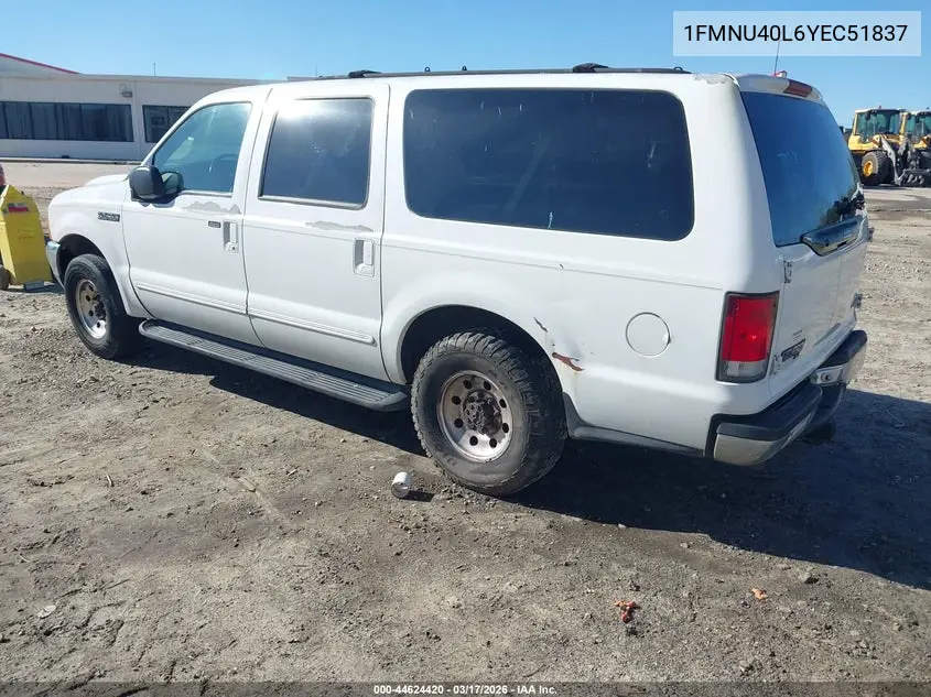 2000 Ford Excursion Xlt VIN: 1FMNU40L6YEC51837 Lot: 44624420
