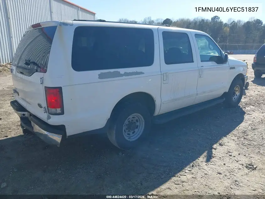 2000 Ford Excursion Xlt VIN: 1FMNU40L6YEC51837 Lot: 44624420