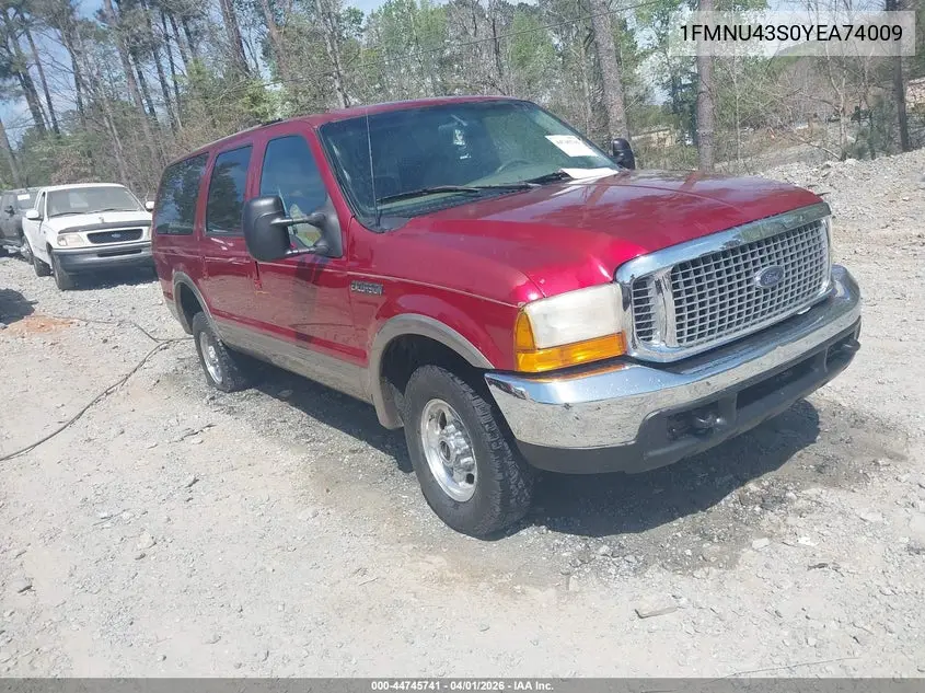 2000 Ford Excursion Limited VIN: 1FMNU43S0YEA74009 Lot: 44745741