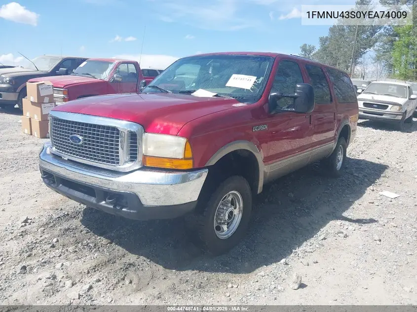 2000 Ford Excursion Limited VIN: 1FMNU43S0YEA74009 Lot: 44745741