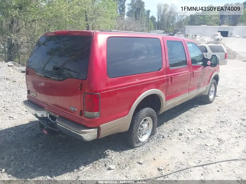 2000 Ford Excursion Limited VIN: 1FMNU43S0YEA74009 Lot: 44745741