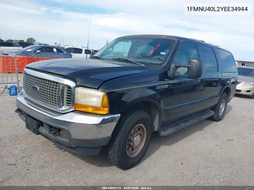 2000 Ford Excursion Xlt VIN: 1FMNU40L2YEE34944 Lot: 44803118