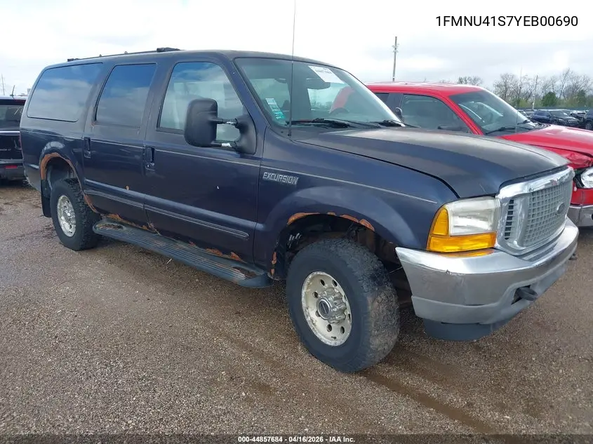 2000 Ford Excursion Xlt VIN: 1FMNU41S7YEB00690 Lot: 44857684