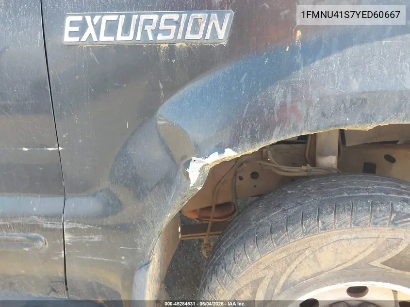 2000 Ford Excursion Xlt VIN: 1FMNU41S7YED60667 Lot: 45284531