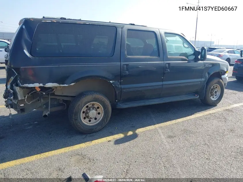 2000 Ford Excursion Xlt VIN: 1FMNU41S7YED60667 Lot: 45284531