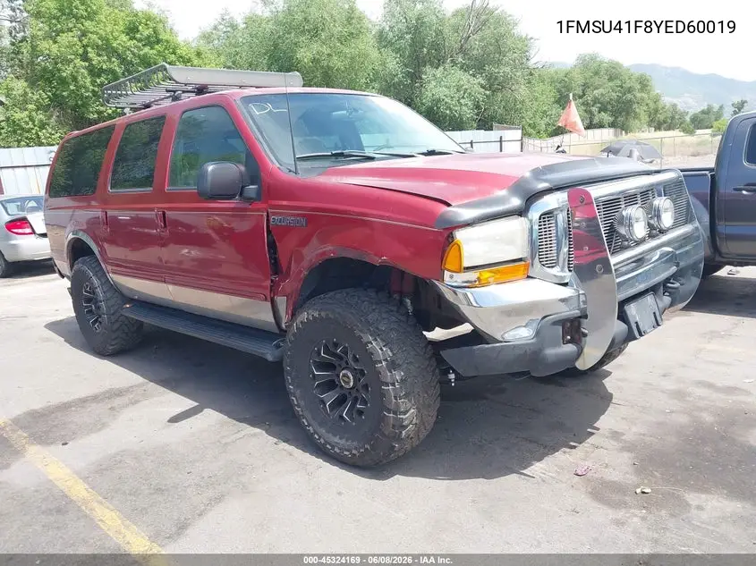 2000 Ford Excursion Xlt VIN: 1FMSU41F8YED60019 Lot: 45324169