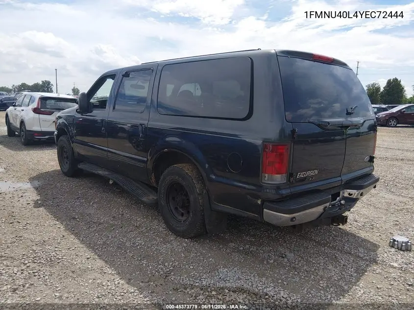 2000 Ford Excursion Xlt VIN: 1FMNU40L4YEC72444 Lot: 45373779