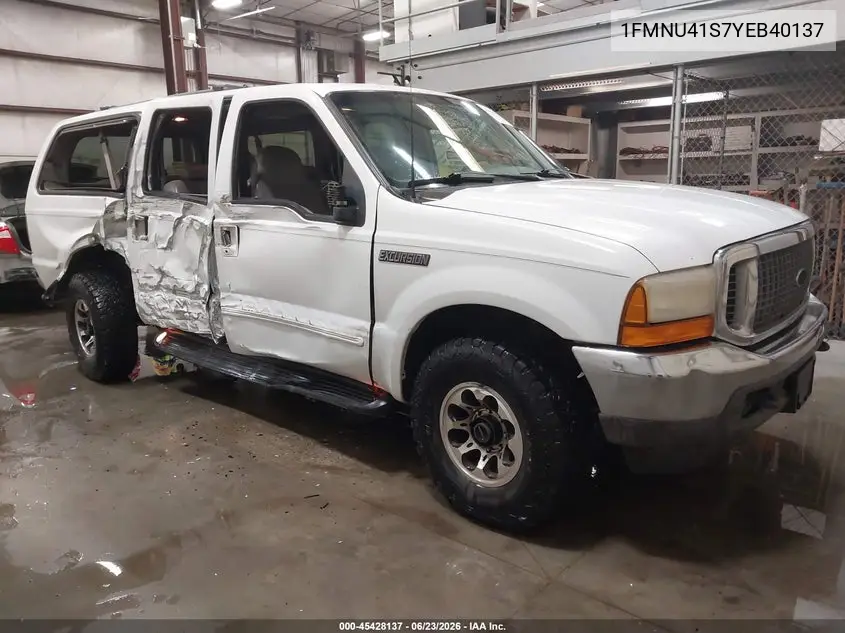 2000 Ford Excursion Xlt VIN: 1FMNU41S7YEB40137 Lot: 45428137