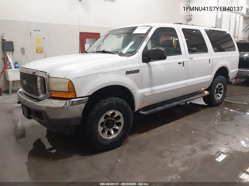 2000 Ford Excursion Xlt VIN: 1FMNU41S7YEB40137 Lot: 45428137