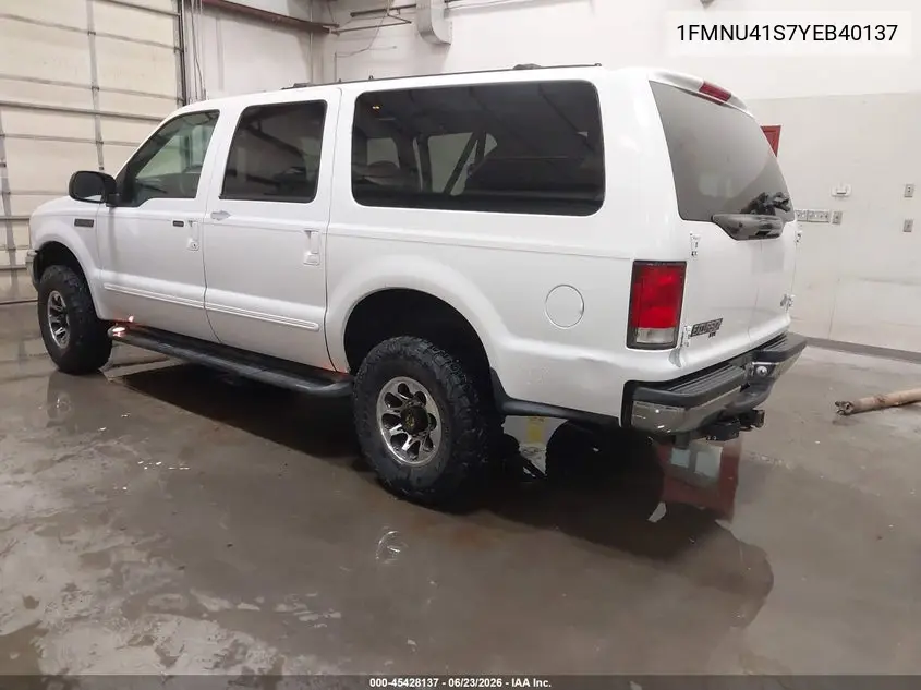 2000 Ford Excursion Xlt VIN: 1FMNU41S7YEB40137 Lot: 45428137