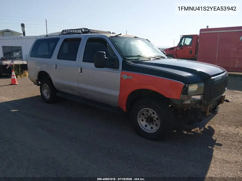 2000 Ford Excursion Xlt VIN: 1FMNU41S2YEA53942 Lot: 45561019