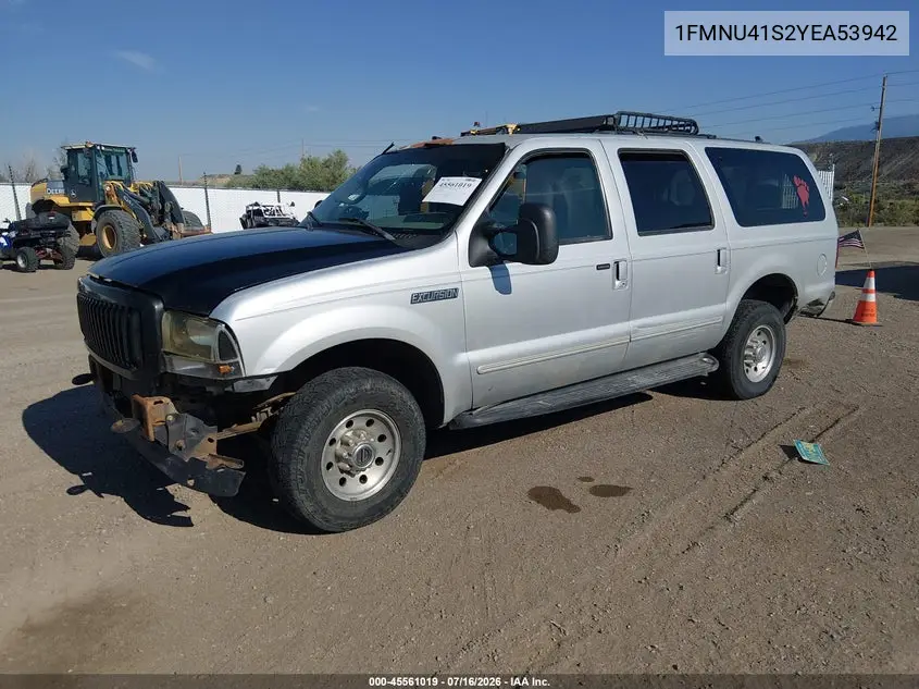 2000 Ford Excursion Xlt VIN: 1FMNU41S2YEA53942 Lot: 45561019