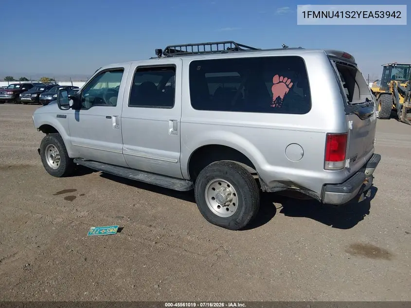 2000 Ford Excursion Xlt VIN: 1FMNU41S2YEA53942 Lot: 45561019