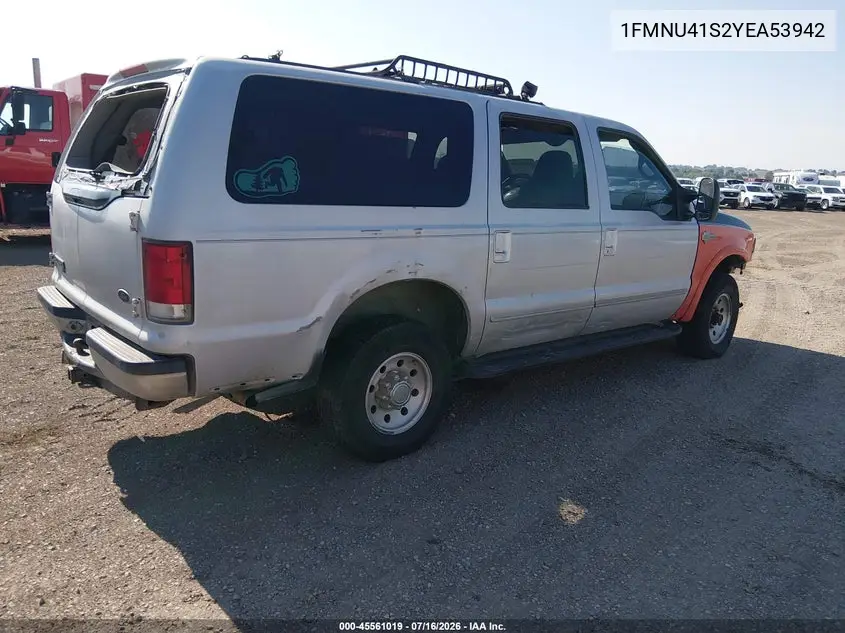2000 Ford Excursion Xlt VIN: 1FMNU41S2YEA53942 Lot: 45561019