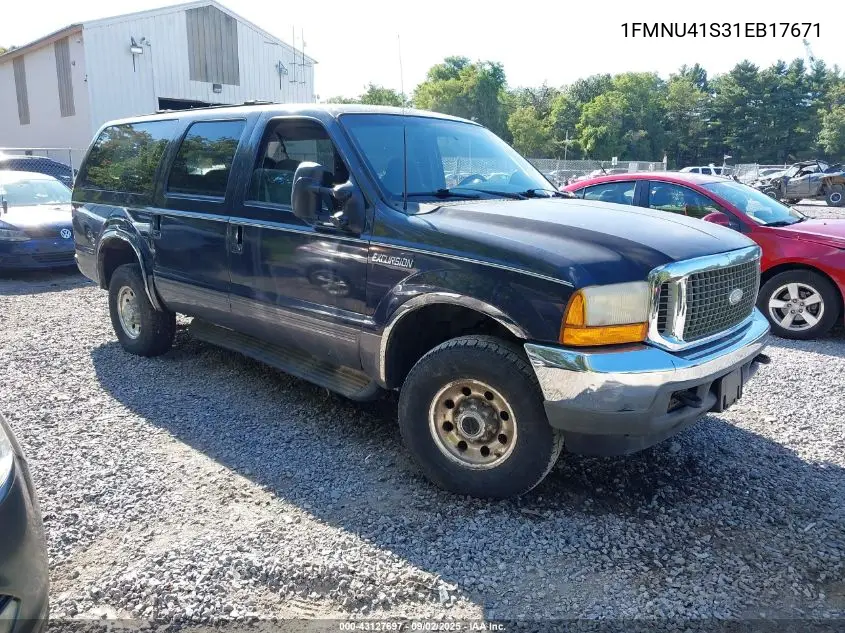 2001 Ford Excursion Xlt VIN: 1FMNU41S31EB17671 Lot: 43127697
