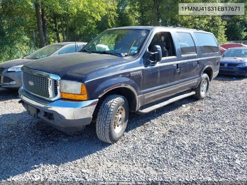 2001 Ford Excursion Xlt VIN: 1FMNU41S31EB17671 Lot: 43127697