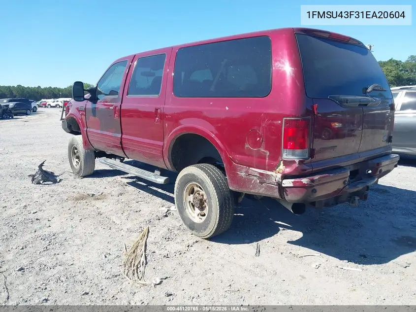 2001 Ford Excursion Limited VIN: 1FMSU43F31EA20604 Lot: 45120765