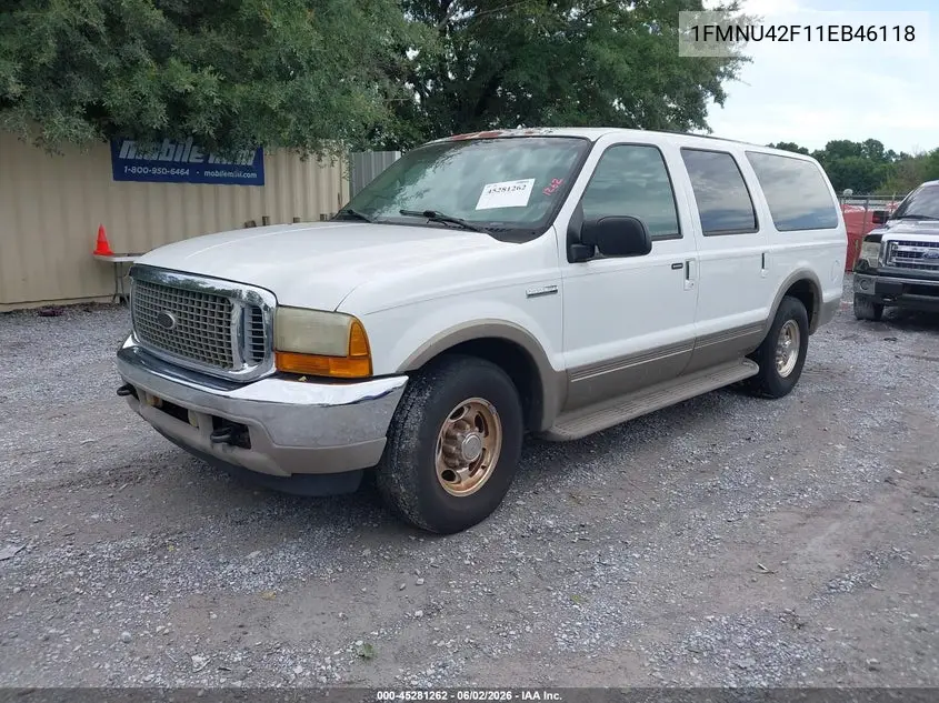 2001 Ford Excursion Limited VIN: 1FMNU42F11EB46118 Lot: 45281262