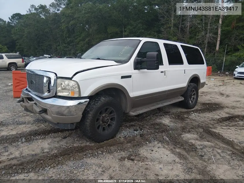 2001 Ford Excursion Limited VIN: 1FMNU43S81EA39417 Lot: 45604570