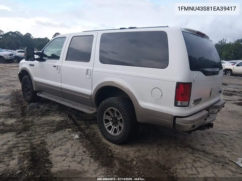 2001 Ford Excursion Limited VIN: 1FMNU43S81EA39417 Lot: 45604570