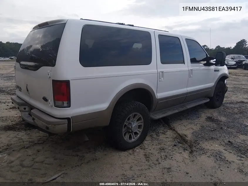 2001 Ford Excursion Limited VIN: 1FMNU43S81EA39417 Lot: 45604570