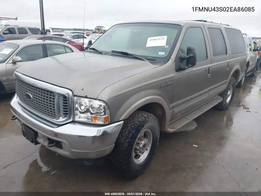 2002 Ford Excursion Limited VIN: 1FMNU43S02EA86085 Lot: 45003938