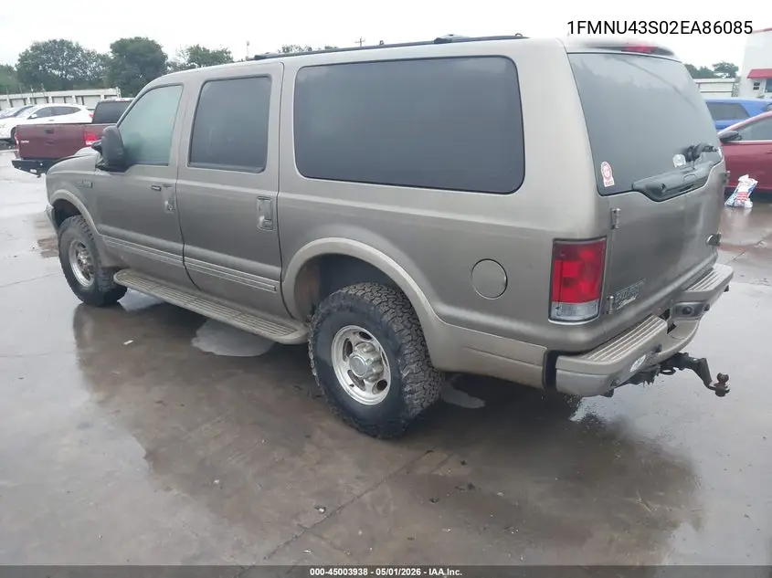 2002 Ford Excursion Limited VIN: 1FMNU43S02EA86085 Lot: 45003938