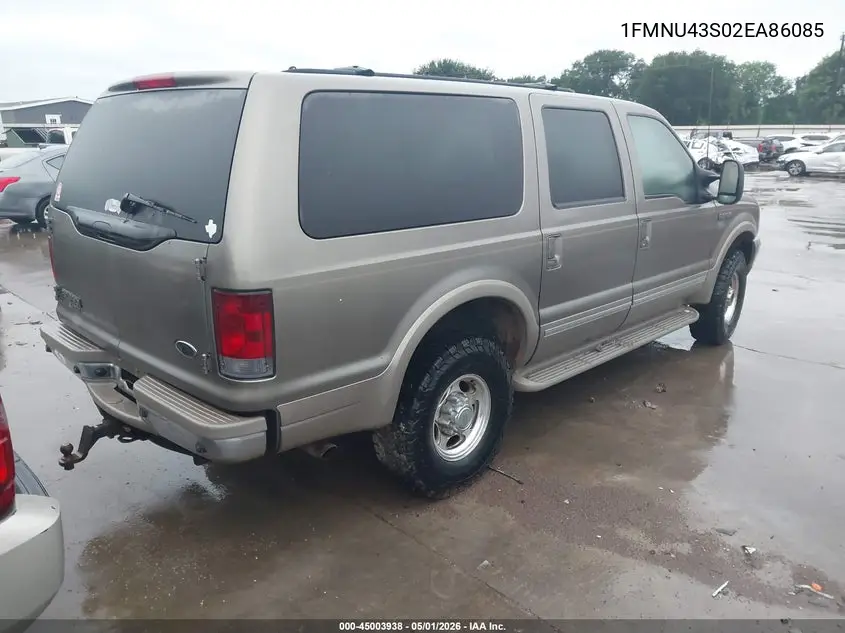 2002 Ford Excursion Limited VIN: 1FMNU43S02EA86085 Lot: 45003938