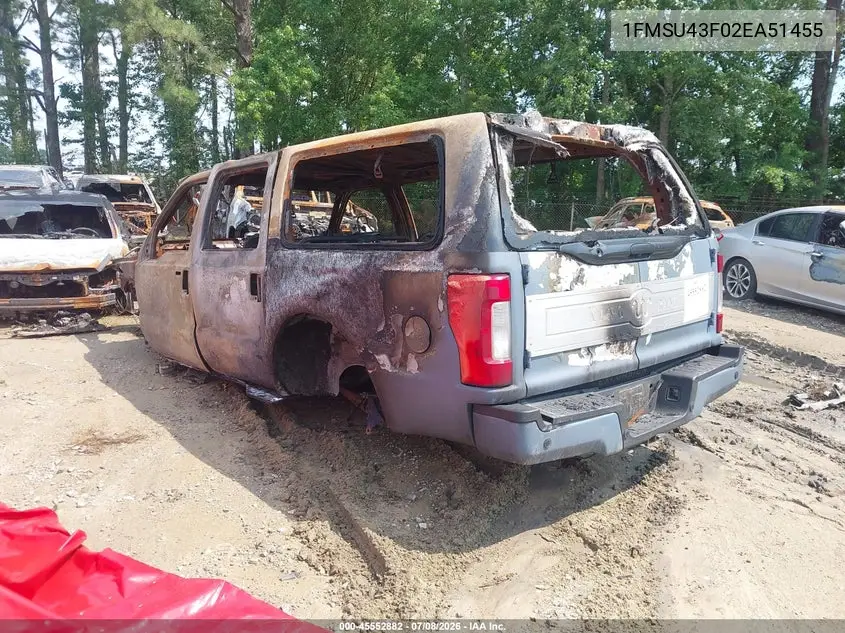 2002 Ford Excursion Limited VIN: 1FMSU43F02EA51455 Lot: 45552882