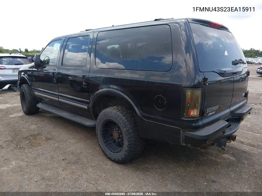 2003 Ford Excursion Limited VIN: 1FMNU43S23EA15911 Lot: 45492569