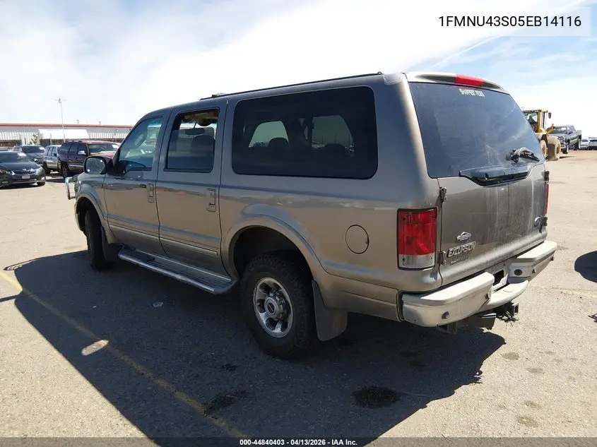 2005 Ford Excursion Limited VIN: 1FMNU43S05EB14116 Lot: 44840403